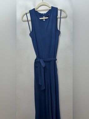 Banana Republic Navy Blue Sleeveless Maxi with Tie Belt